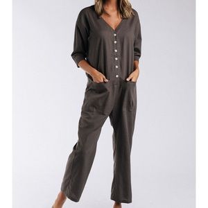 NWT Charcoal Linen Jumpsuit